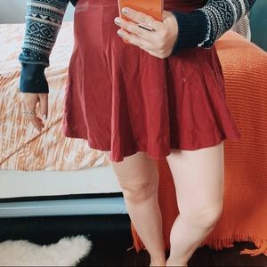 Maroon Skater Mini Skirt